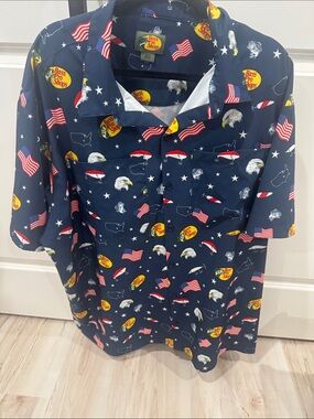 Bass Pro Shops Navy Patriotic Print Kids Button-Up Shirt